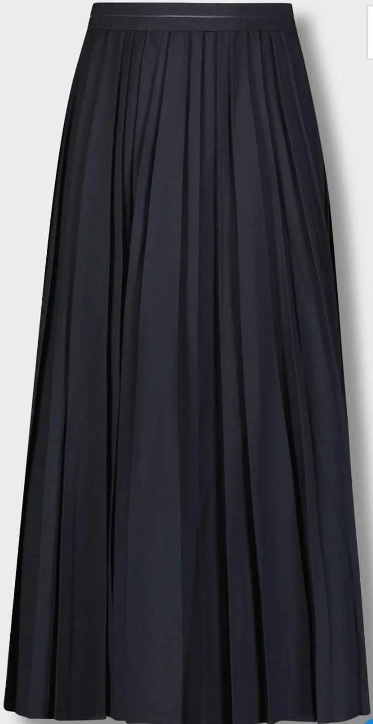 MELI DOUBLE PLEATED SKIRT-MIDI NAVY