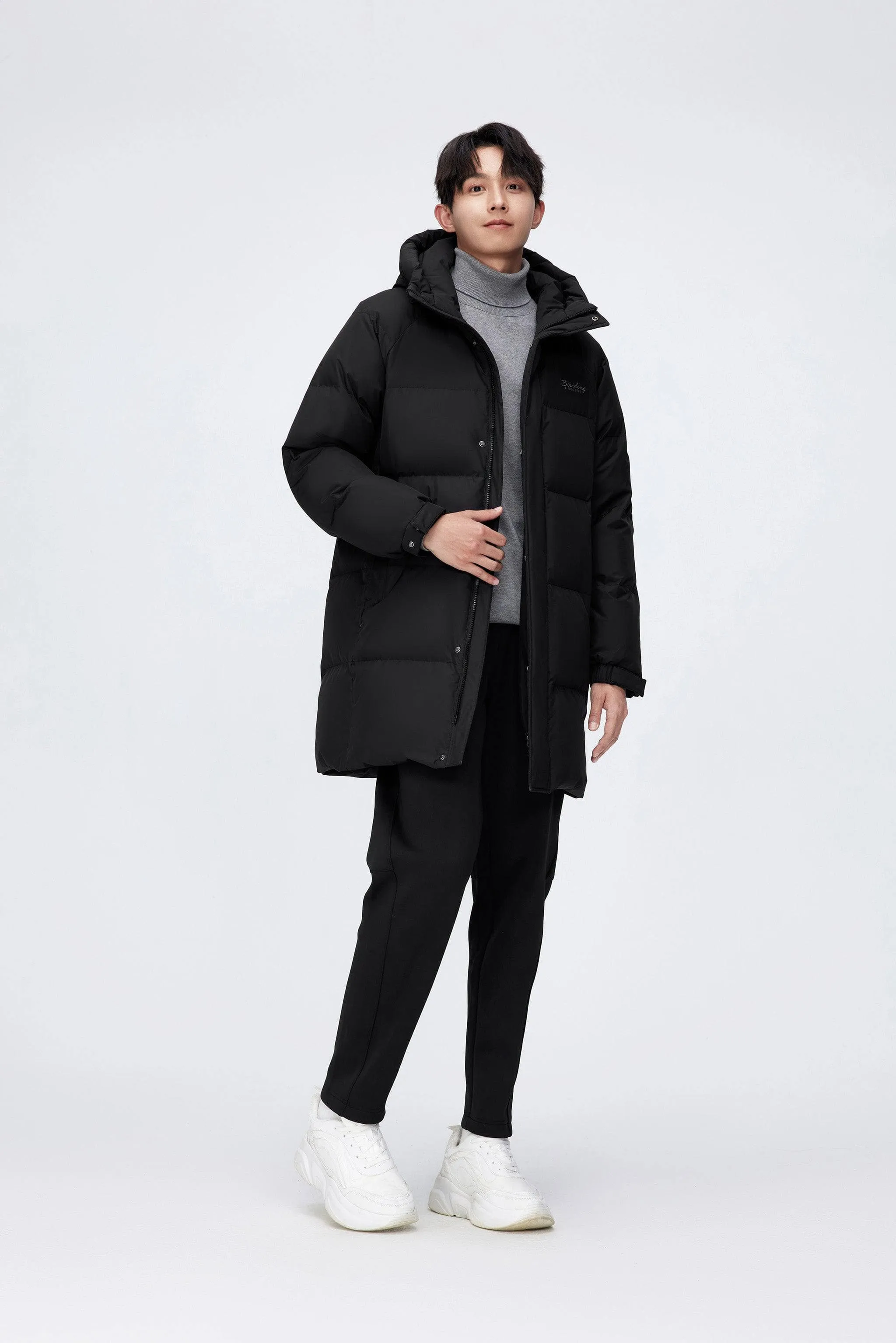 Men’s full-length down coat with hood 5229