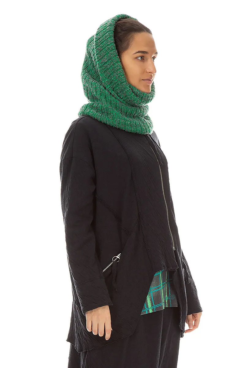 Mélange Green Wool Infinity Scarf