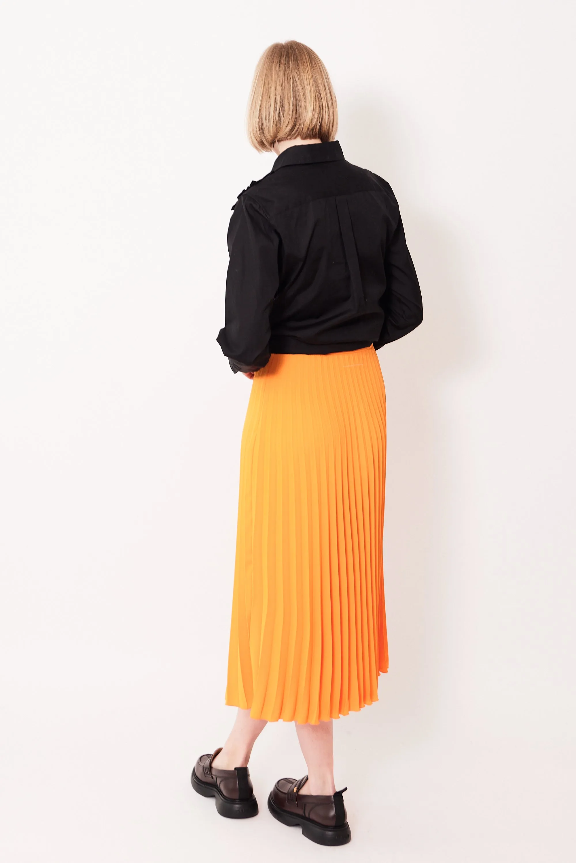 MM6 Maison Margiela Fluid Polyester Full Pleat Side Zip Skirt