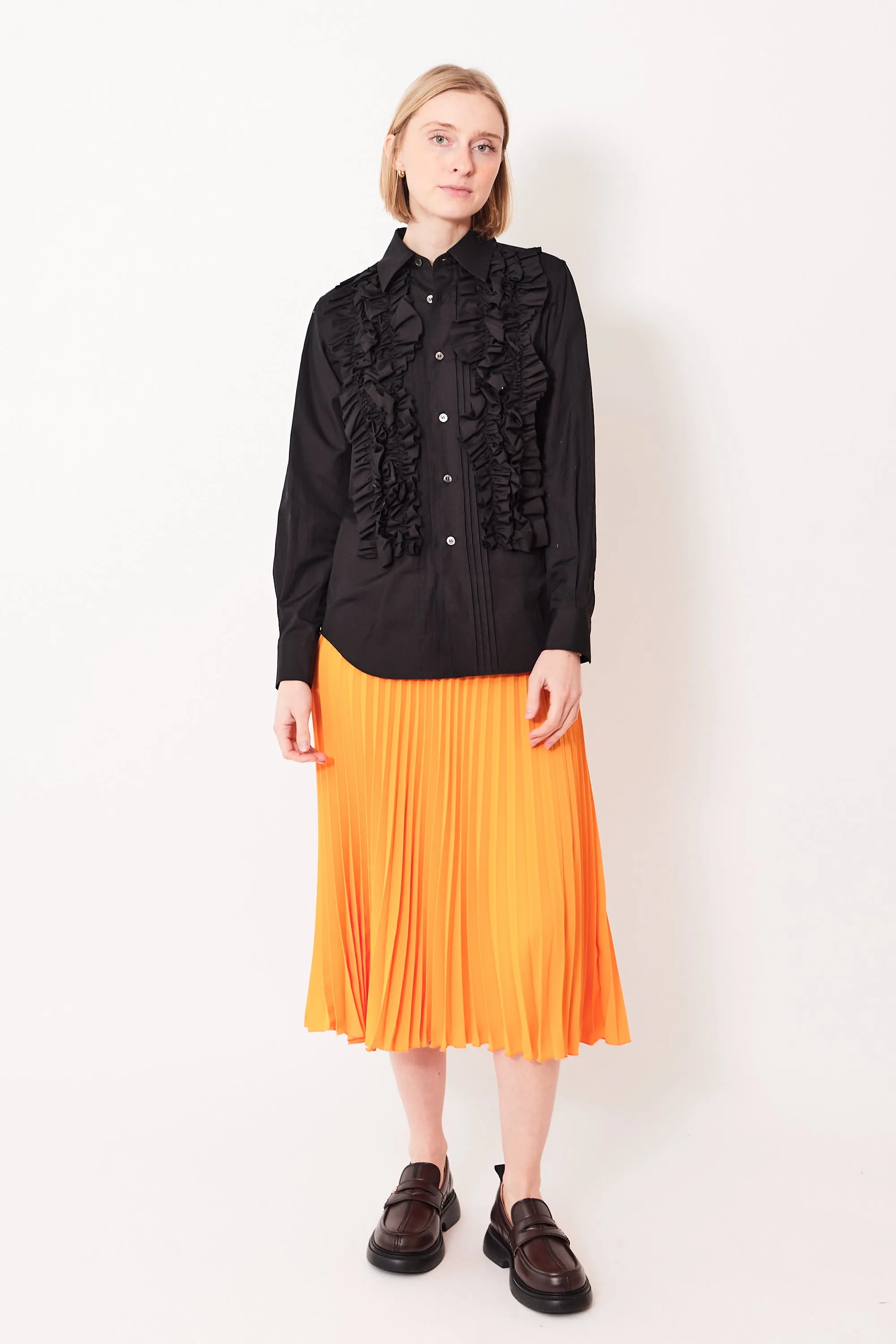 MM6 Maison Margiela Fluid Polyester Full Pleat Side Zip Skirt