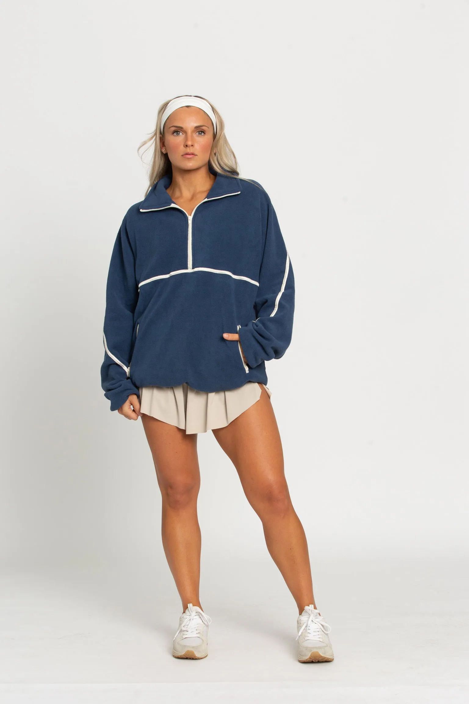 Navy Minimalistic Half-Zip Pullover