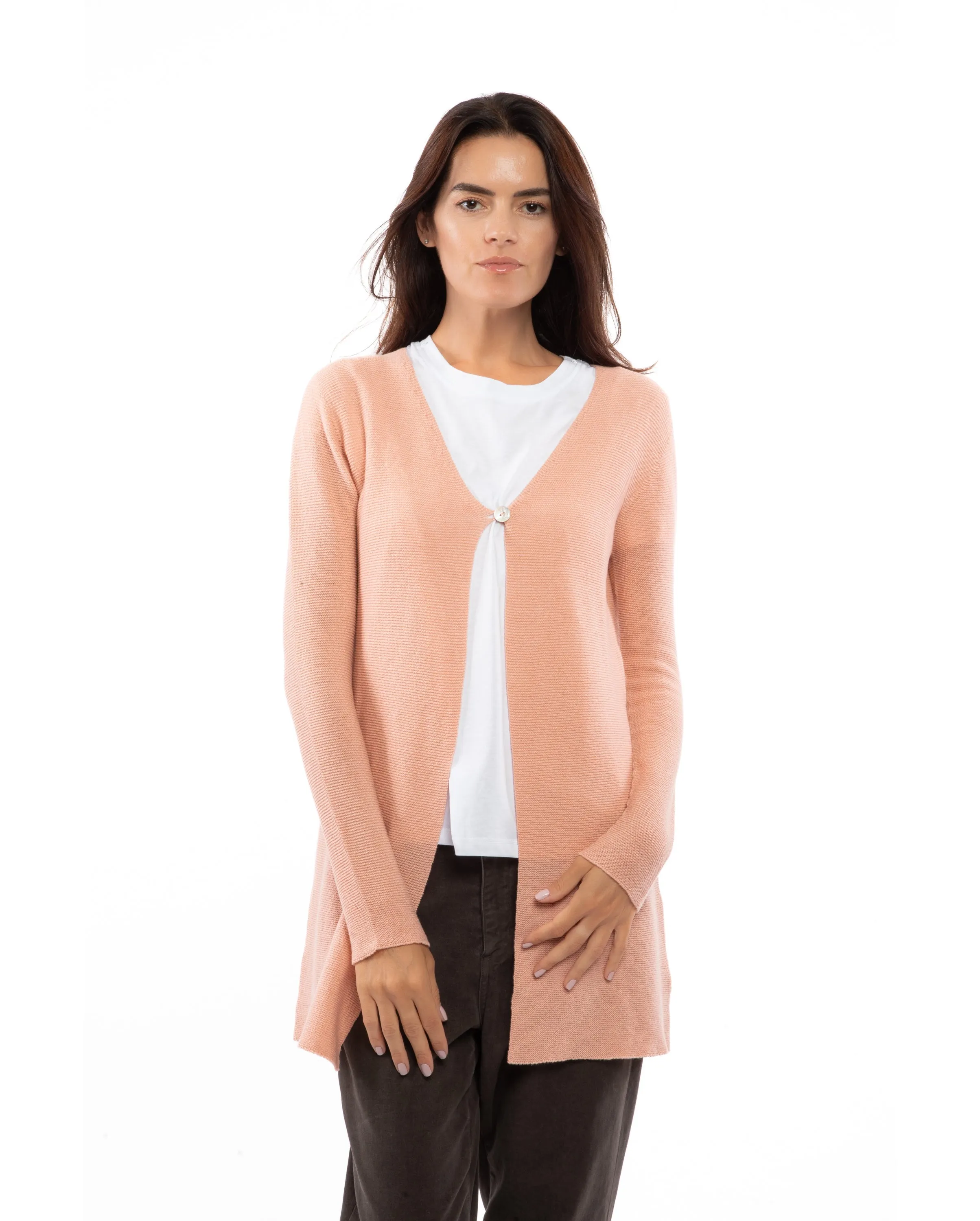 NEW FALL 24 - Women's Cashmere Links Stitch Duster Cardigan Milk White