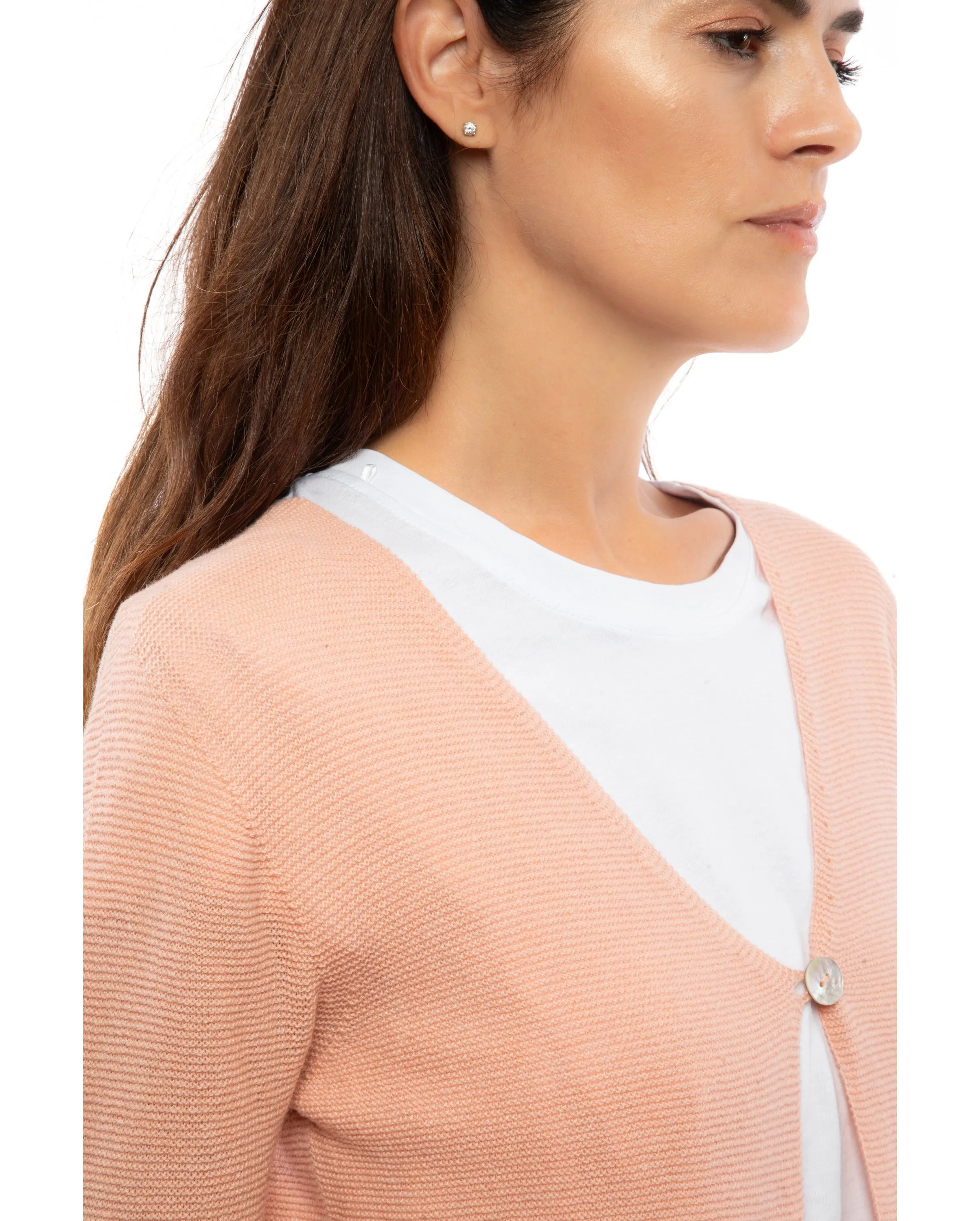 NEW FALL 24 - Women's Cashmere Links Stitch Duster Cardigan Peach