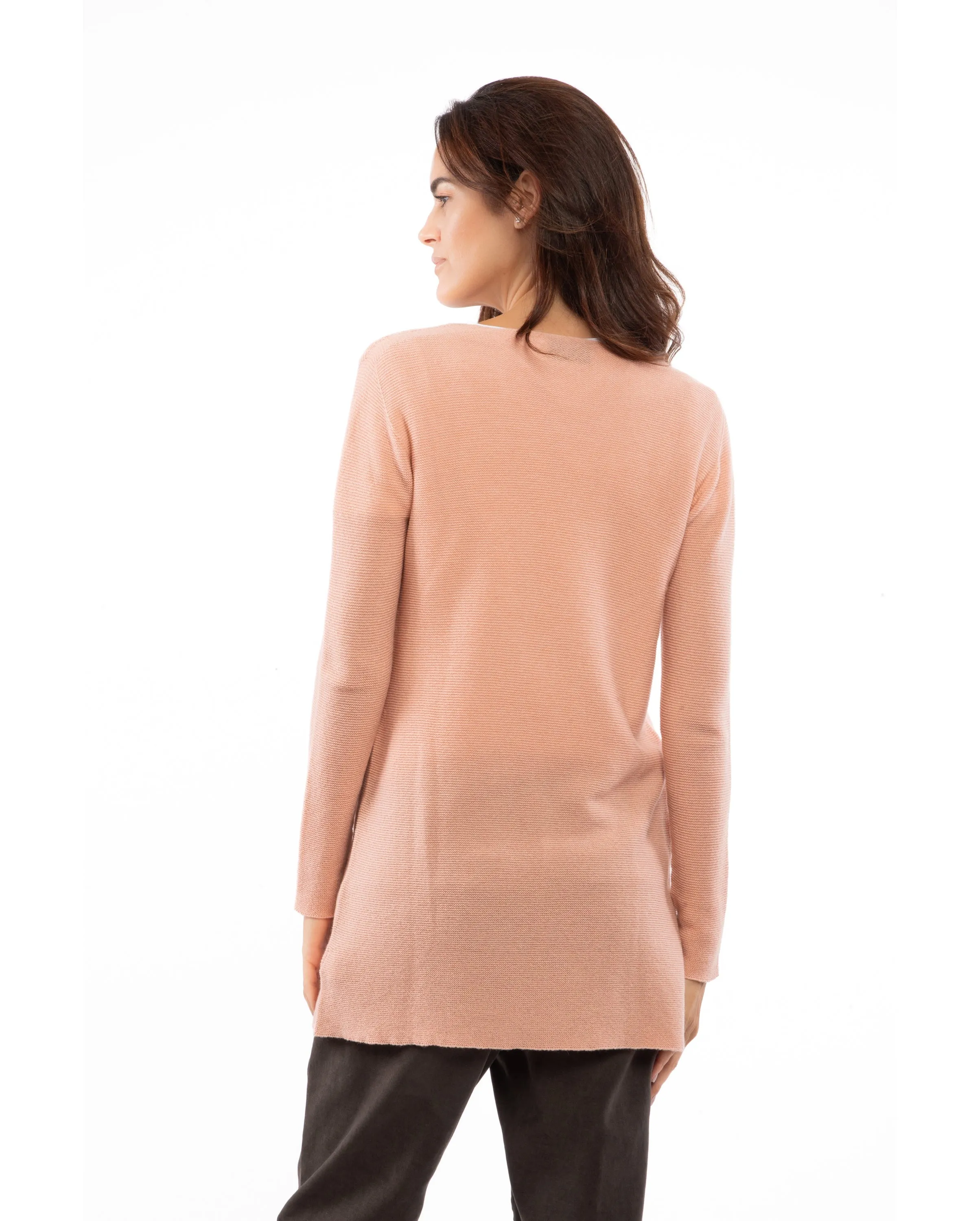 NEW FALL 24 - Women's Cashmere Links Stitch Duster Cardigan Peach