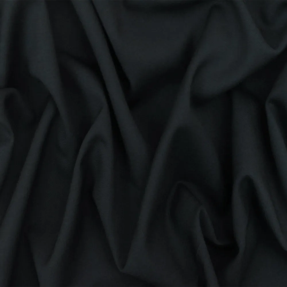 Night Navy-Black Wool-Polyester Twill Woven Suiting Fabric