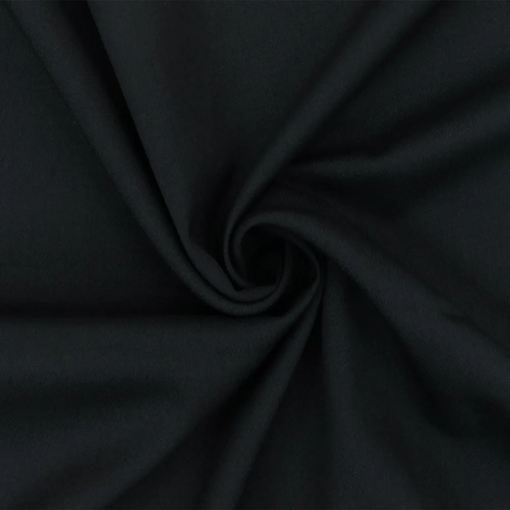 Night Navy-Black Wool-Polyester Twill Woven Suiting Fabric