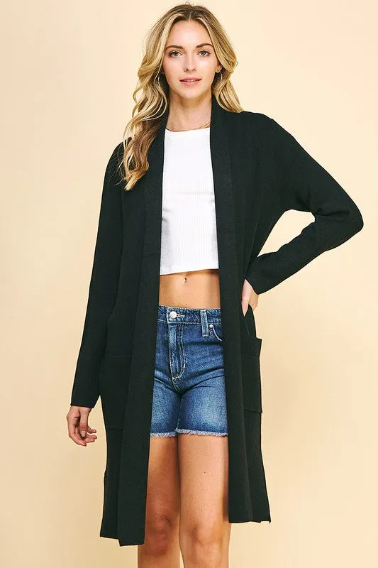 OPEN KNIT BLACK CARDIGAN