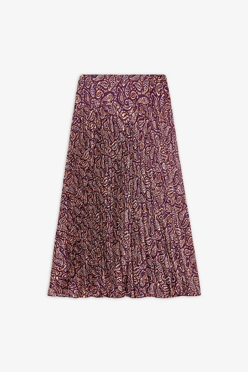 Pleated Purple Midi Skirt with print by NUD