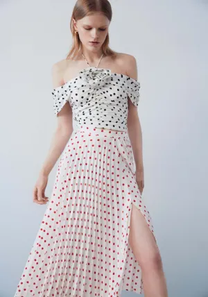 Polka dots pleated skirt