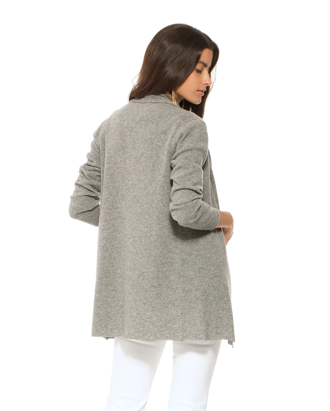 Pure Cashmere Open Front Cardigan Medium Grey