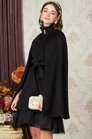 Retro Black solid color cape CD004