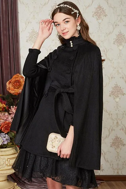 Retro Black solid color cape CD004