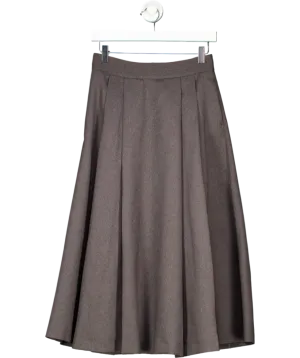 River Island Grey Pleated Midi Skirt UK 8