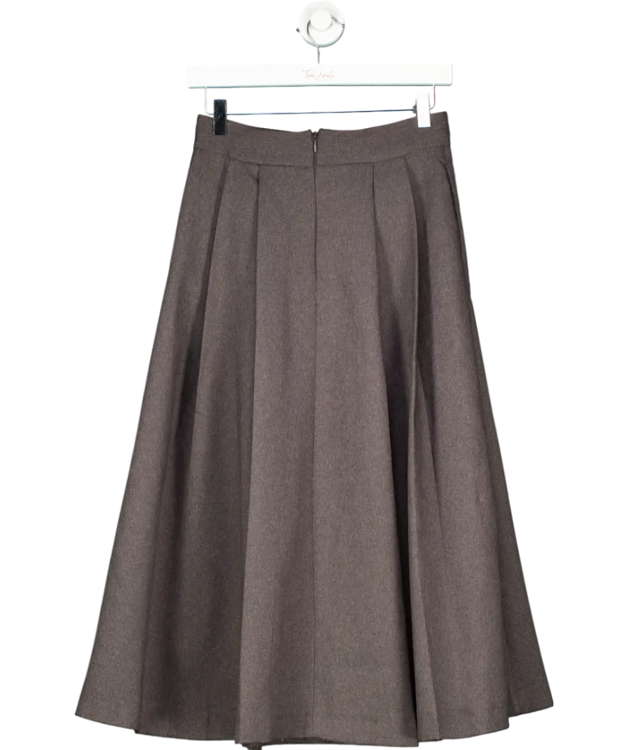 River Island Grey Pleated Midi Skirt UK 8