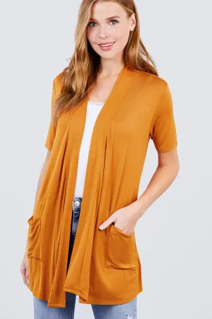 Short Sleeve Open Front Cardigan