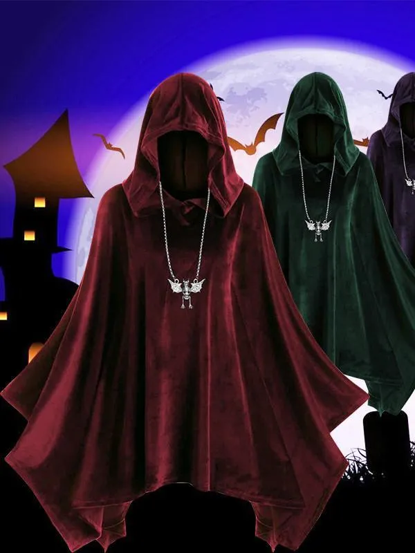 Solid Color Hooded Halloween Costume Props Cape