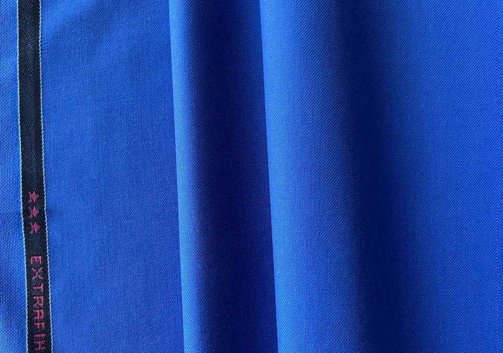 Striking Royal Blue Selvedged 150s Wool Suiting  (Made in Italy)