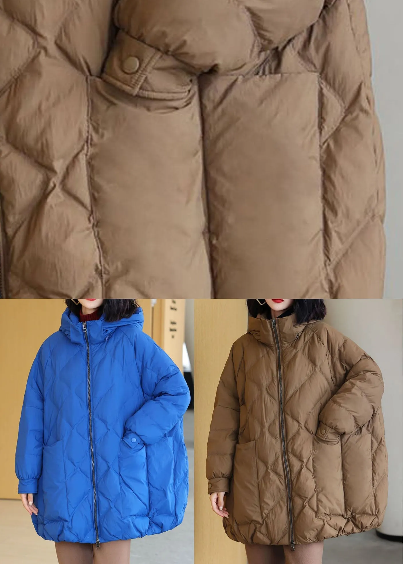 Style Blue Hooded Oversized Duck Down Puffer Jacket Winter