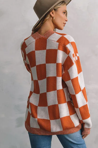 Stylish Plaid Open Front Cardigan