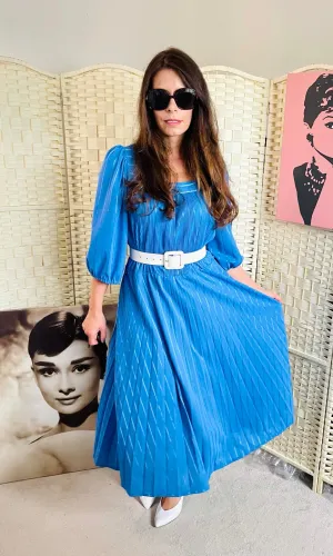 Vintage Cobalt Blue Midi Dress