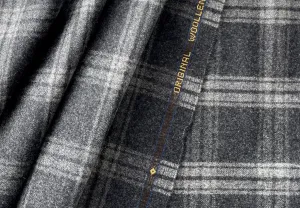 Vitale Barberis Canonico Pearl & Charcoal Plaid Wool Flannel (Made in Italy)