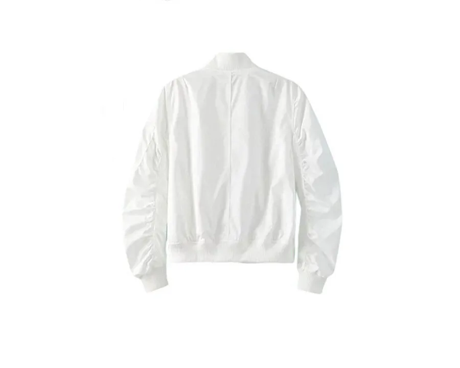 White Bomber Style Jacket - The Malibu